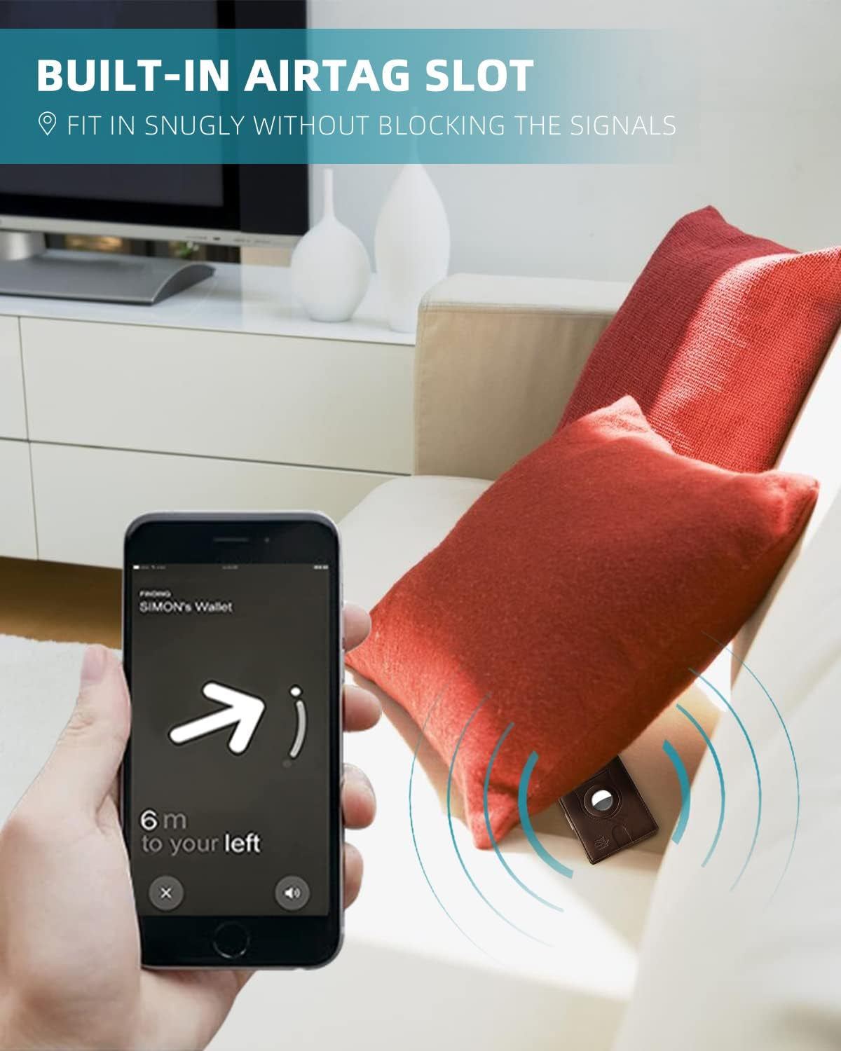 Men'S Wallets Airtag Holder Slim Rfid Leather with Gift Box