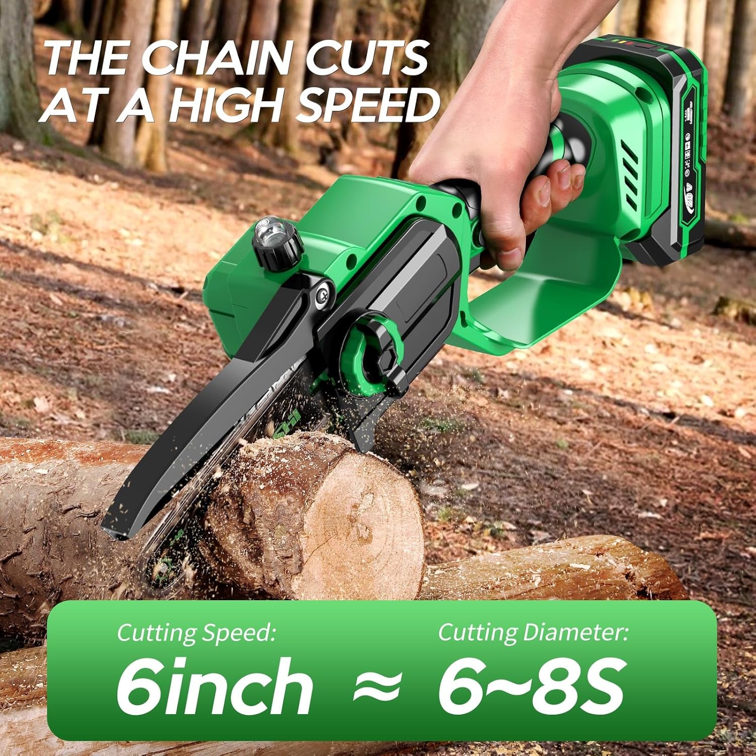 Mini Chainsaw 6 Inch Portable Electric Chainsaw Cordless with 2 Batteries, Handheld Small Chain Saw for Tree Branches, Courtyard, Household and Garden, Gifts for Men Dad Husband Women
