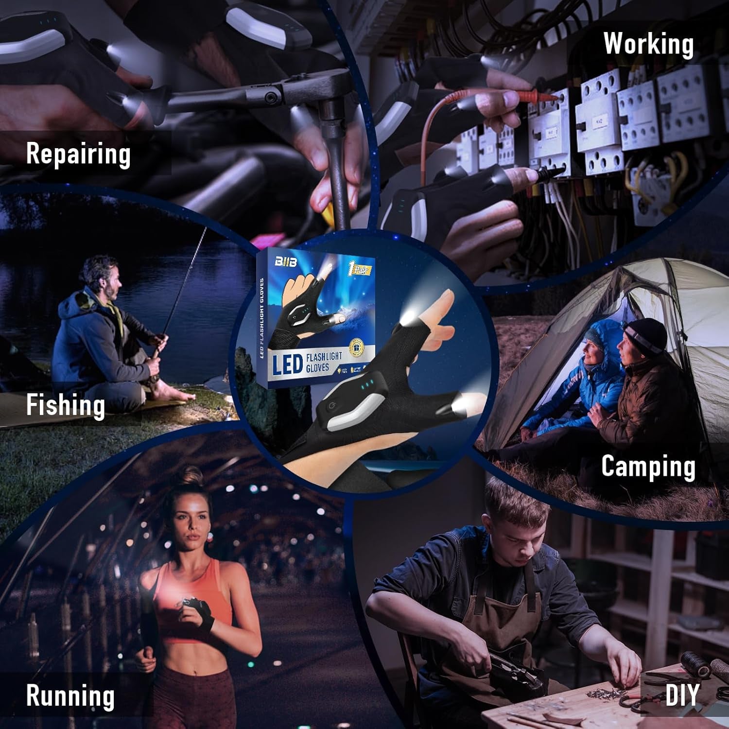 Stocking Stuffers for Men Adults Him Rechargeable Flashlight Gloves Christmas Gifts for Men Dad Him Grandpa Husband, Dad Mens Gifts, White Elephant Gift for Adults, Cool Stuff Gadgets