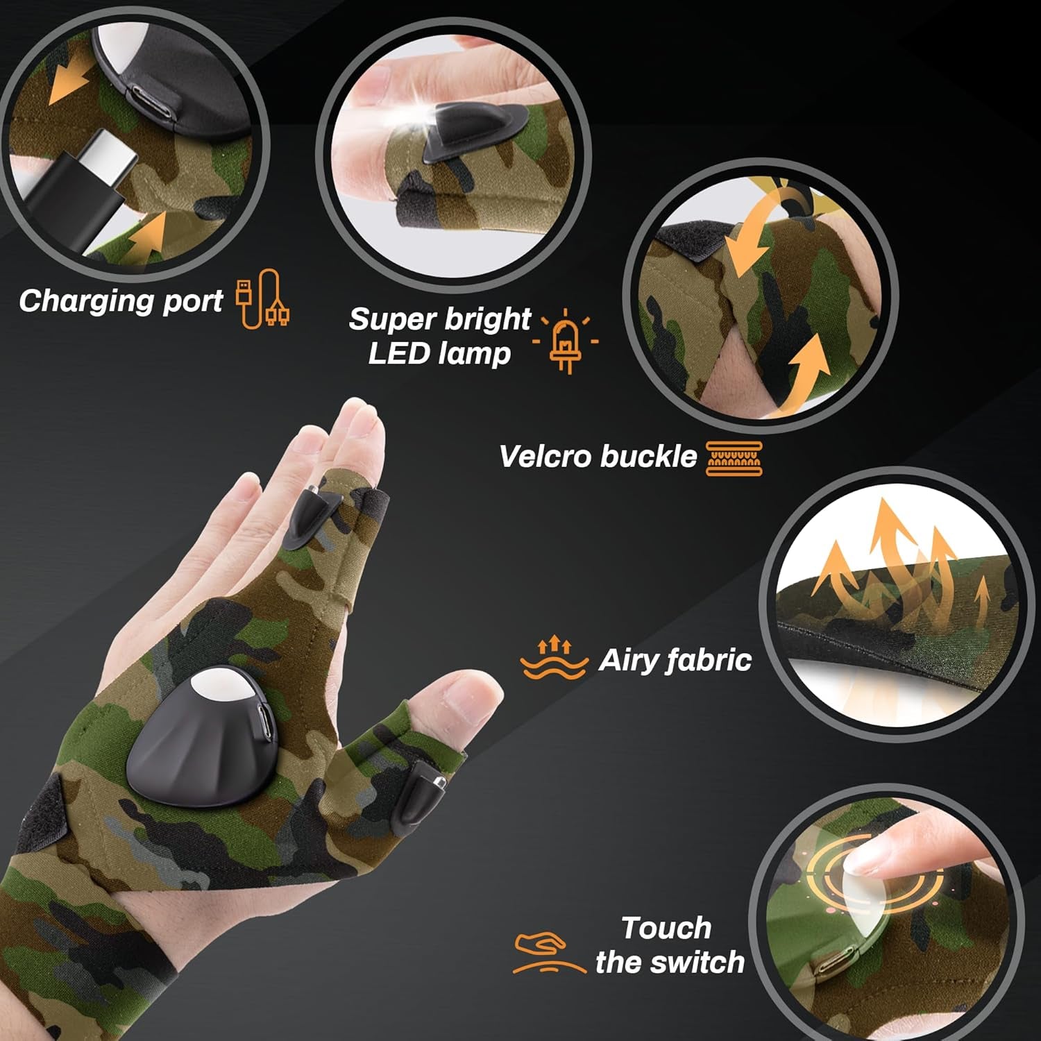 LED Gloves, Flashlight Gloves Christmas Gifts for Men Who Have Everything, Cool Gadgets for Fishing, Hunting, Camping, Techies