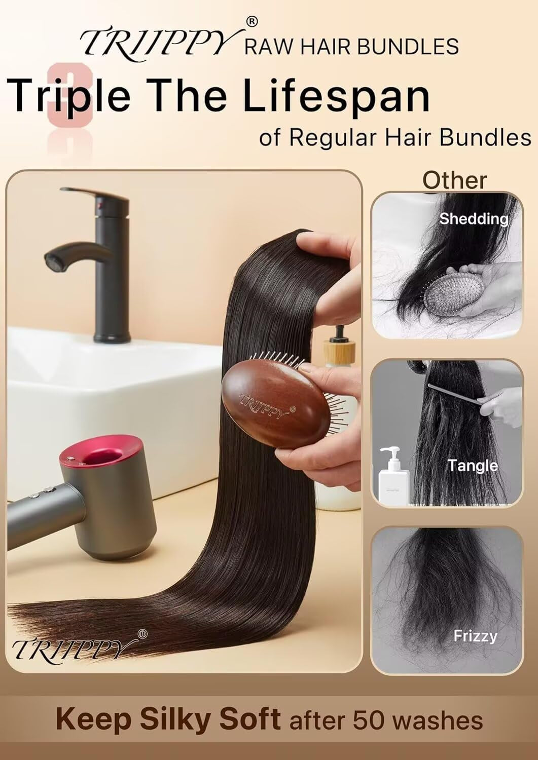 Straight Bundles Human Hair,100% Raw Cambodian Hair Sew in Weave Single Bundle,Triple the Lifespan over Regular Virgin Hair Bundle,No.1 Raw Hair Brand on Amazon(18 Inch,Natural Color)