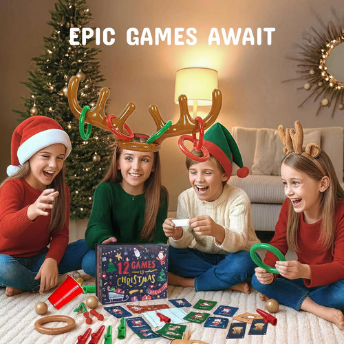 12 Games of Christmas - Family Game Night Pack for Kids and Teens - Hilarious Christmas Party Games for Adults and Family Party - Complete Entertainment Package - Multicolor
