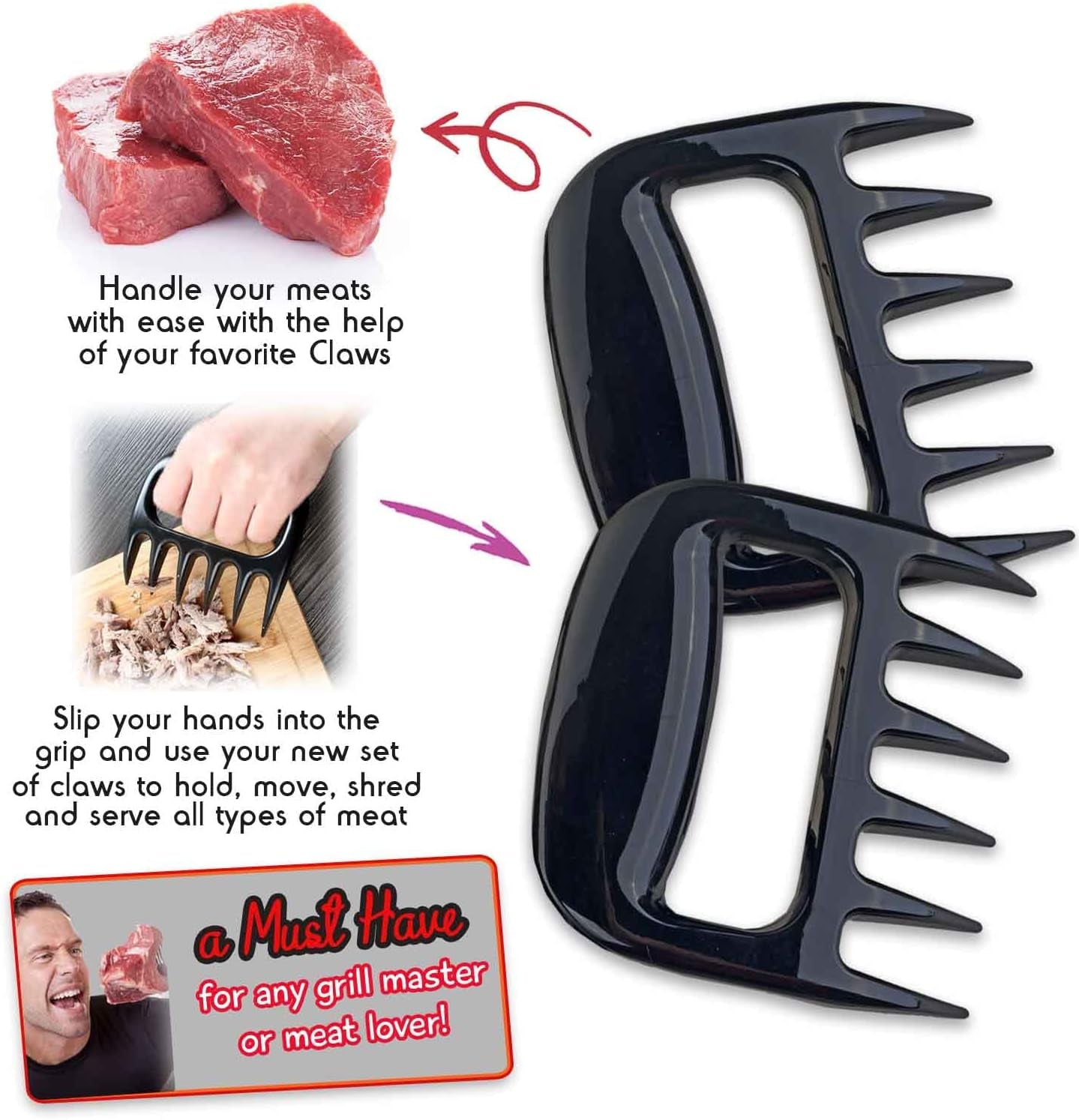 Meat Claws for Shredding. Santa'S BBQ Claws. Funny Stocking Stuffers for Men Dads Grillers, Boss Boyfriend Christmas Gift Box. Barbecue Pulled Pork Shredder Funny Grill Tool  Kitchen Gadget