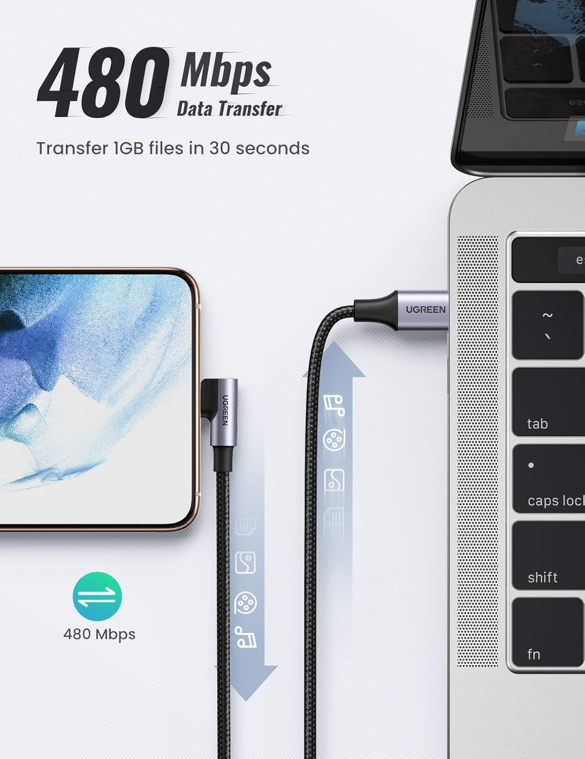 Right Angle USB C Cable 6.6FT 2-Pack, 60W USB C to USB C Cable 90 Degree Type C Cable for Iphone 17/16, Macbook Pro/Air, Ipad Pro 2022/Air 5/Mini 6, Galaxy S25/S24/S23, Pixel 10/9, Switch