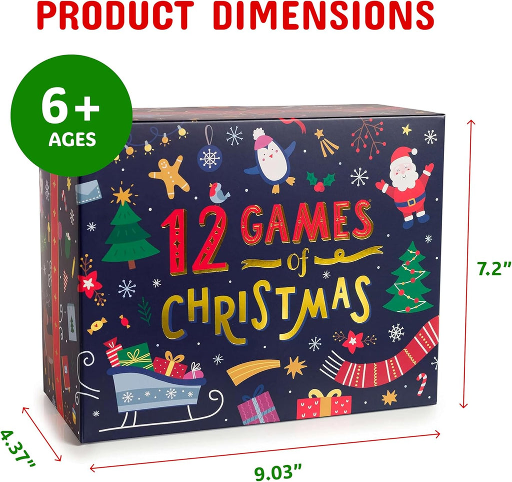 12 Games of Christmas - Family Game Night Pack for Kids and Teens - Hilarious Christmas Party Games for Adults and Family Party - Complete Entertainment Package - Multicolor