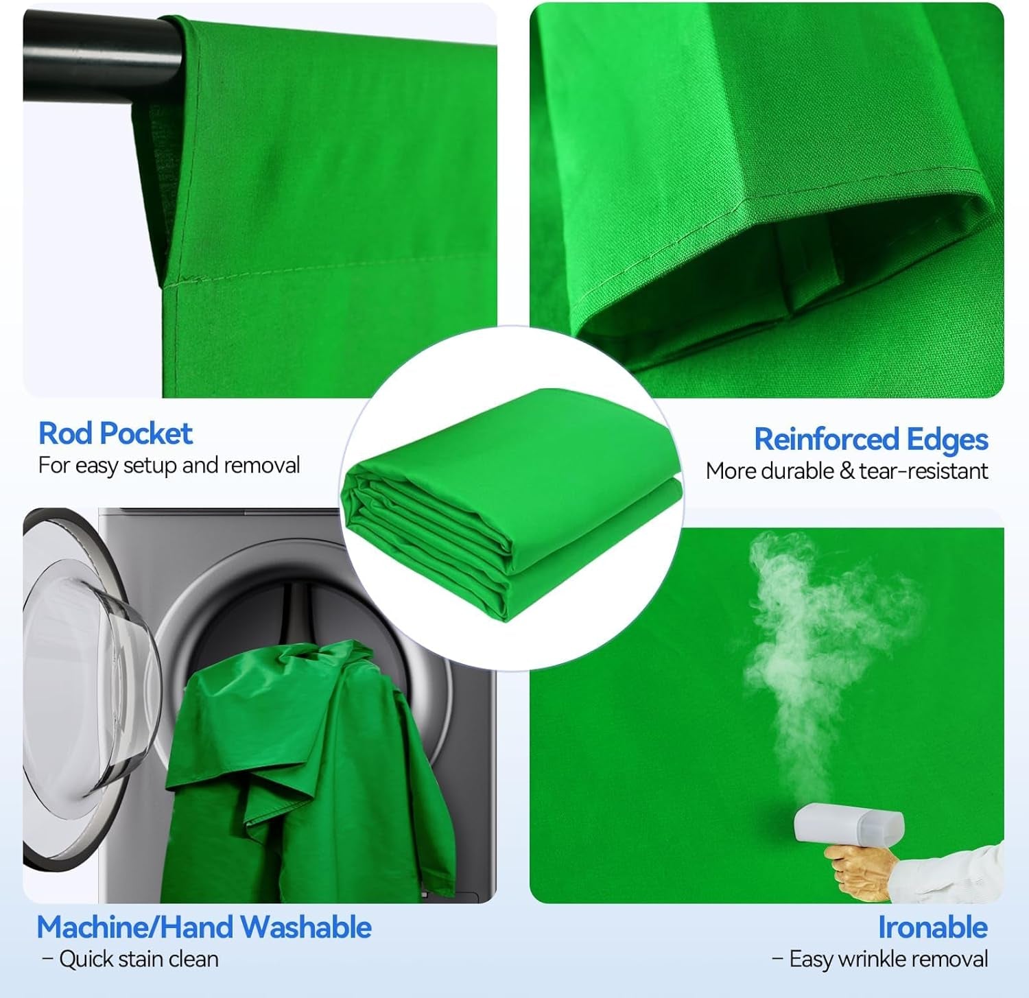 8.5 X 10Ft Green Screen Backdrop Kit with Tripod Stand, Photography Background Support System with 10 X12Ft 100% Cotton Muslin Chromakey Curtain for Photo Studio, Video Shooting, Live Streaming