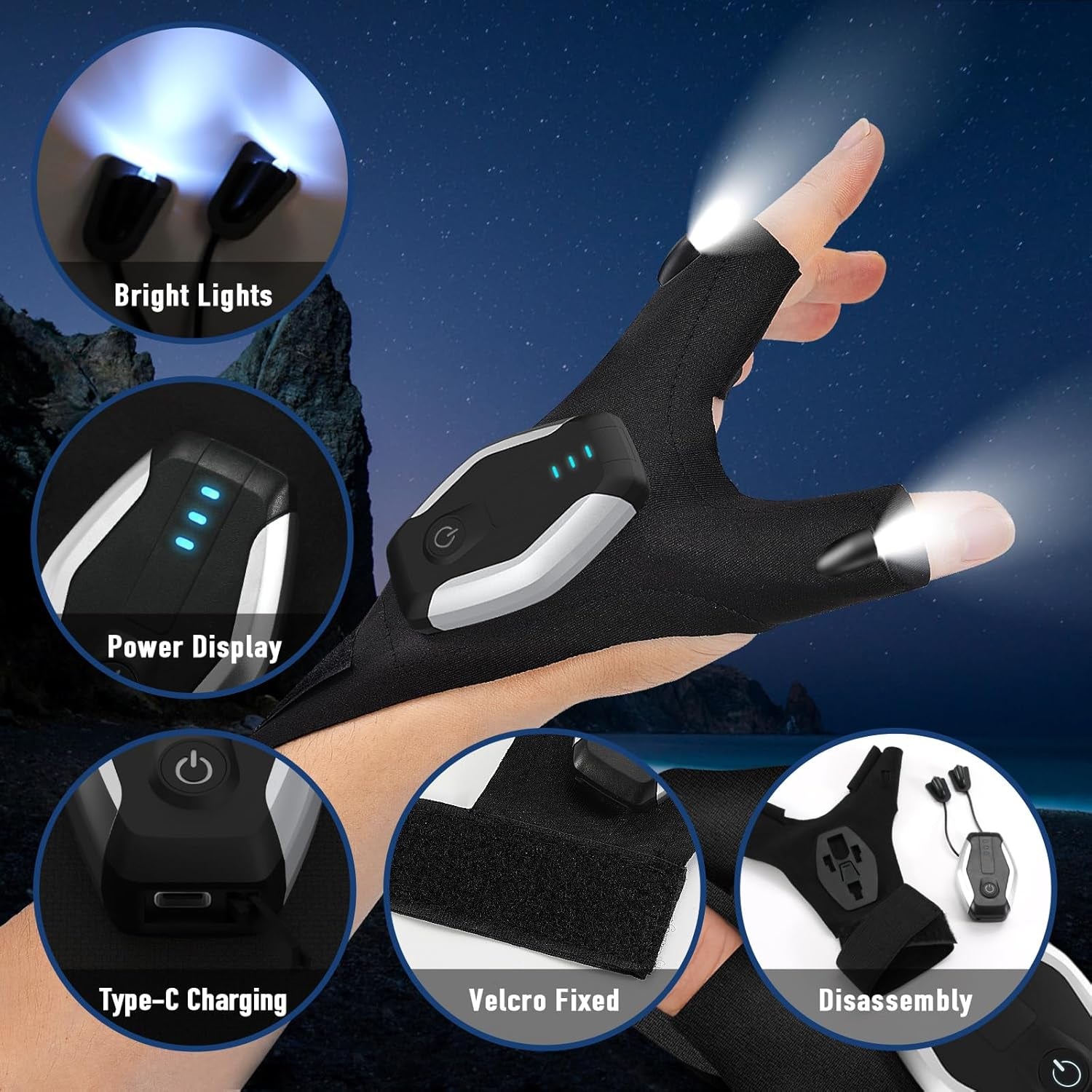 Stocking Stuffers for Men Adults Him Rechargeable Flashlight Gloves Christmas Gifts for Men Dad Him Grandpa Husband, Dad Mens Gifts, White Elephant Gift for Adults, Cool Stuff Gadgets