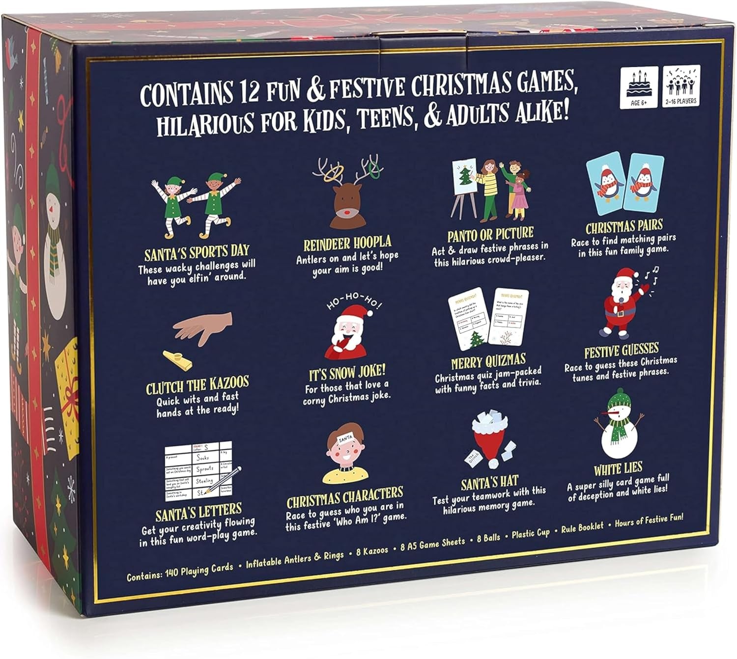 12 Games of Christmas - Family Game Night Pack for Kids and Teens - Hilarious Christmas Party Games for Adults and Family Party - Complete Entertainment Package - Multicolor