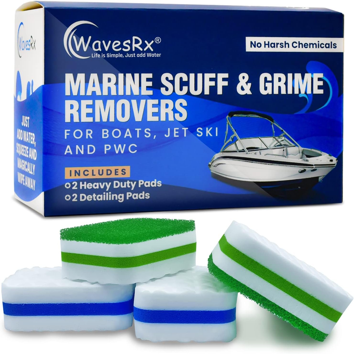 PWC & Boat Erasers - Boat Cleaner Pads & Polishing Sponges for Grime & Scuffs - Marine Eraser for Scuffs,Dirt, Salt & Grime - Cleaning Supplies for Jet Ski Boat Accessories Marine Cleaning Kit